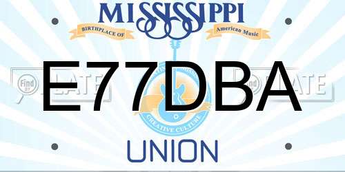 E77DBA Mississippi License Plate