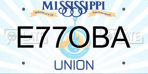 E77OBA Mississippi License Plate
