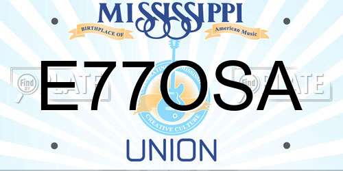E77OSA Mississippi License Plate