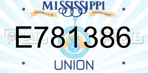 E781386 Mississippi License Plate