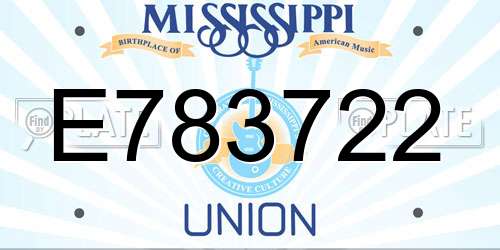 E783722 Mississippi License Plate