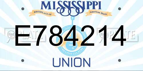 E784214 Mississippi License Plate