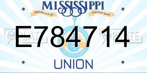 E784714 Mississippi License Plate