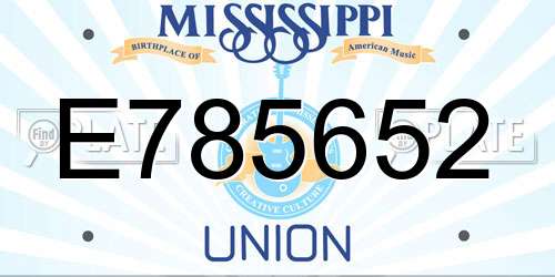 E785652 Mississippi License Plate
