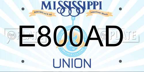 E800AD Mississippi License Plate