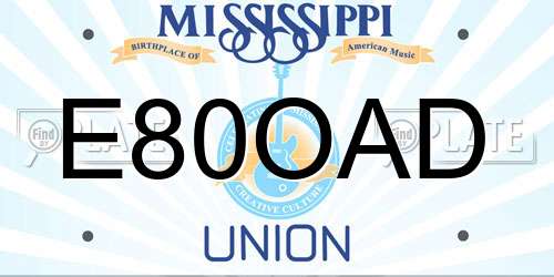 E80OAD Mississippi License Plate
