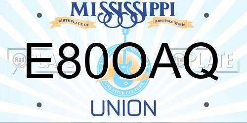 E80OAQ Mississippi License Plate