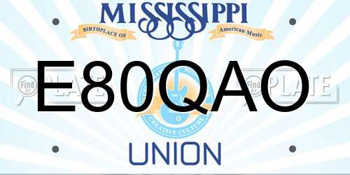 E80QAO Mississippi License Plate