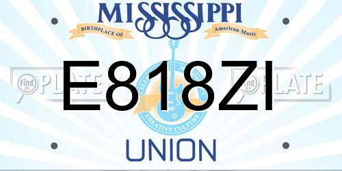 E818ZI Mississippi License Plate