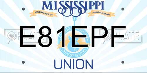 E81EPF Mississippi License Plate