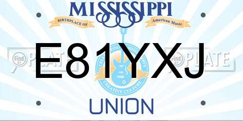 E81YXJ Mississippi License Plate