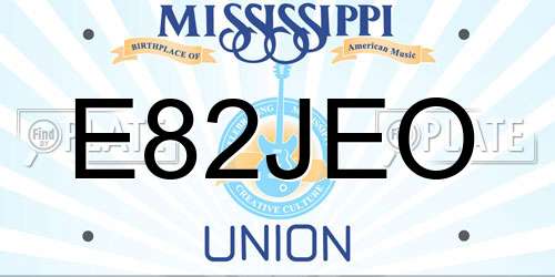 E82JEO Mississippi License Plate