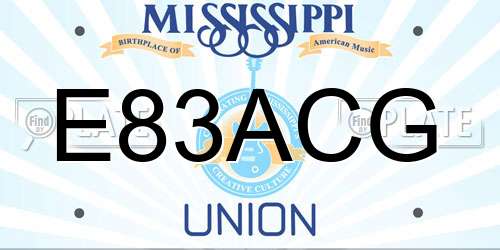 E83ACG Mississippi License Plate