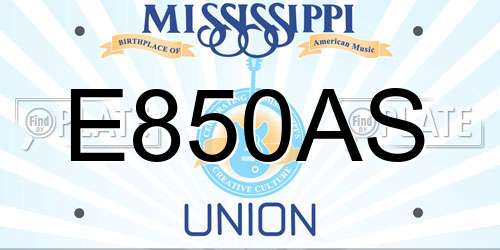 E850AS Mississippi License Plate