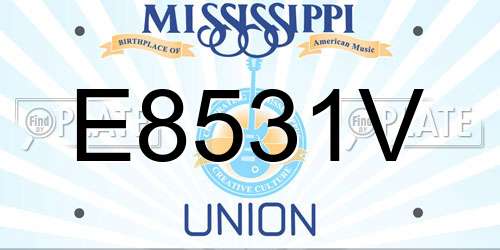 E8531V Mississippi License Plate