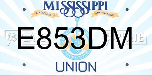 E853DM Mississippi License Plate
