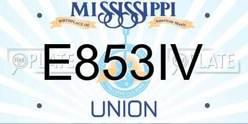 E853IV Mississippi License Plate