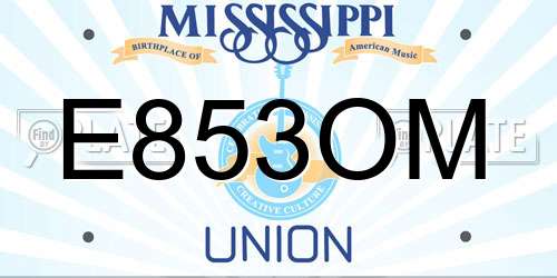 E853OM Mississippi License Plate