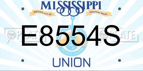 E8554S Mississippi License Plate