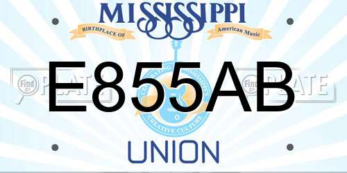 E855AB Mississippi License Plate