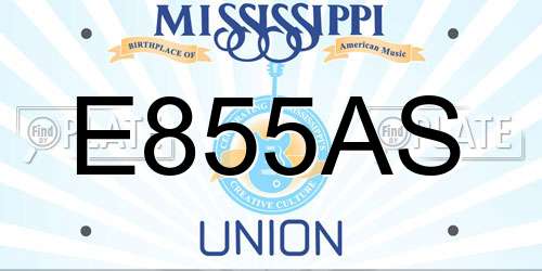 E855AS Mississippi License Plate