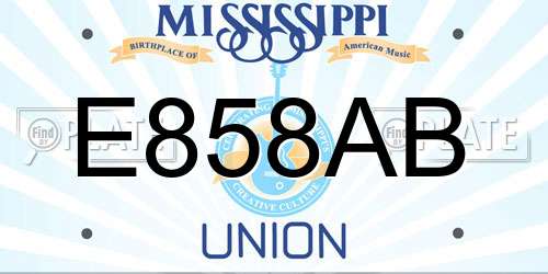 E858AB Mississippi License Plate