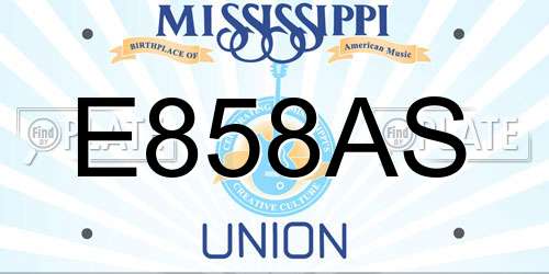 E858AS Mississippi License Plate