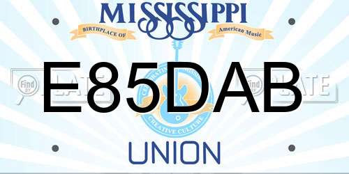 E85DAB Mississippi License Plate