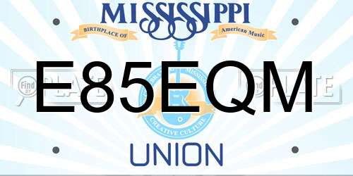 E85EQM Mississippi License Plate