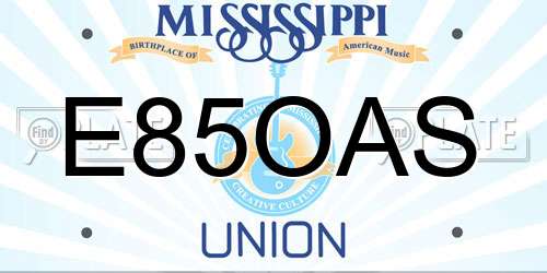 E85OAS Mississippi License Plate