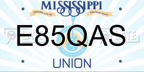 E85QAS Mississippi License Plate