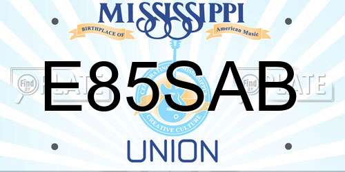 E85SAB Mississippi License Plate