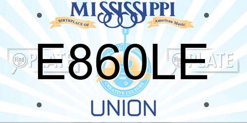 E860LE Mississippi License Plate