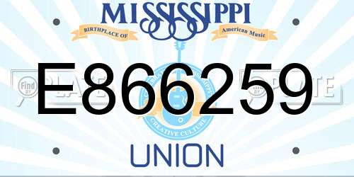E866259 Mississippi License Plate