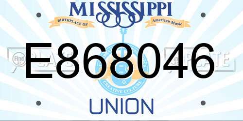 E868046 Mississippi License Plate