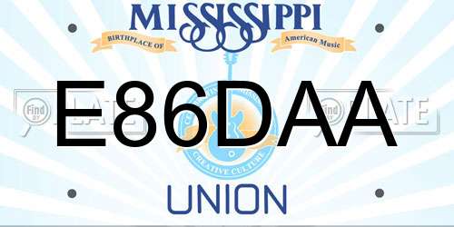 E86DAA Mississippi License Plate