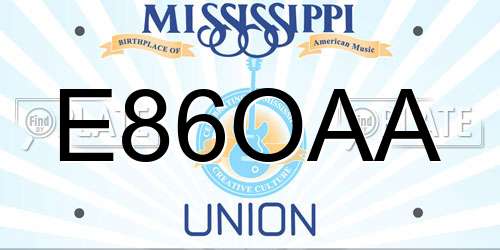 E86OAA Mississippi License Plate