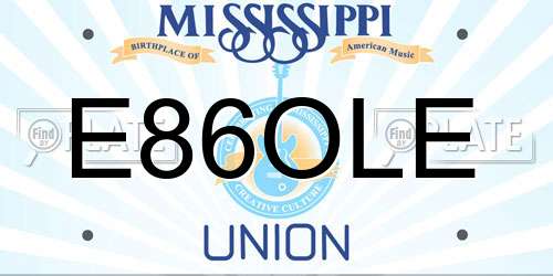 E86OLE Mississippi License Plate