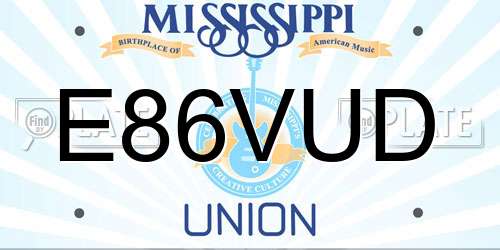 E86VUD Mississippi License Plate