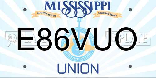 E86VUO Mississippi License Plate
