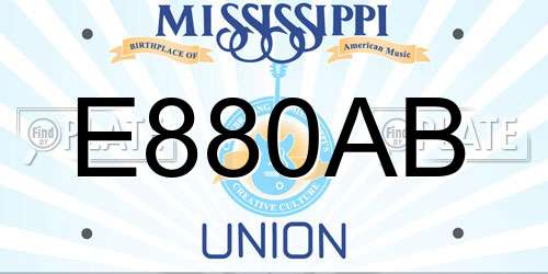 E880AB Mississippi License Plate