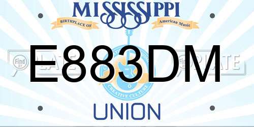 E883DM Mississippi License Plate