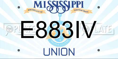 E883IV Mississippi License Plate