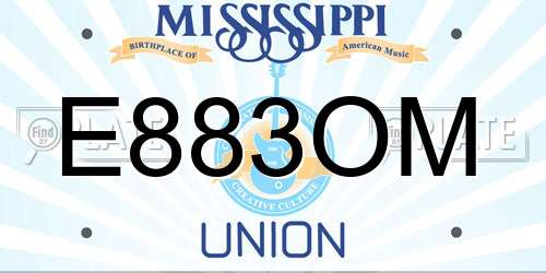 E883OM Mississippi License Plate