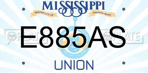 E885AS Mississippi License Plate