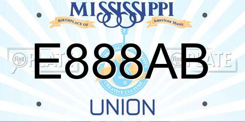 E888AB Mississippi License Plate