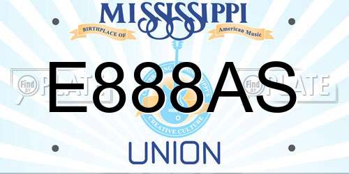 E888AS Mississippi License Plate