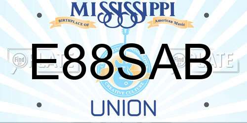 E88SAB Mississippi License Plate