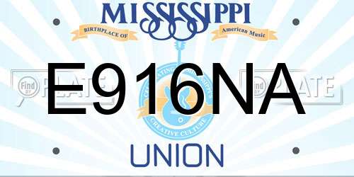 E916NA Mississippi License Plate