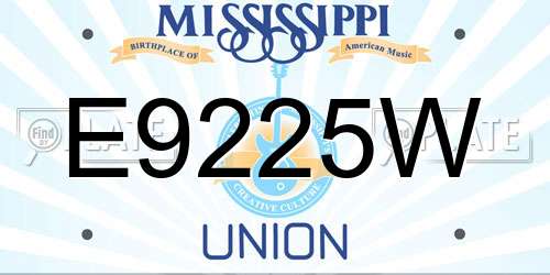 E9225W Mississippi License Plate